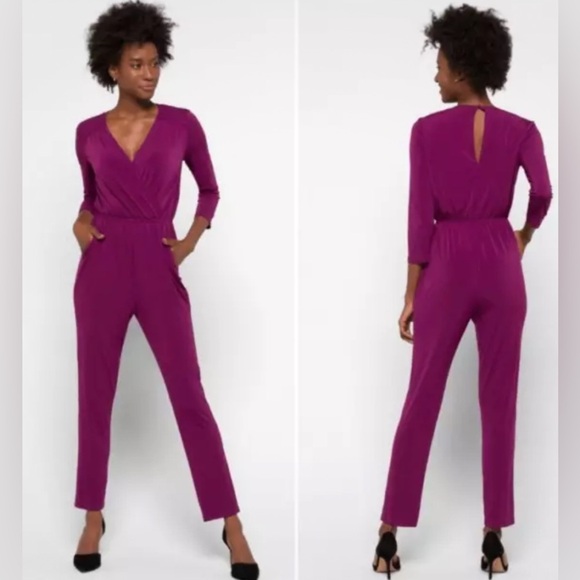 Maggy London Rayna Knit Purple eggplant/Plum Jumpsuit. Size PSMALL - Picture 1 of 10